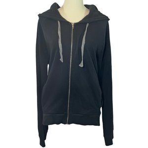 ALTERNATIVE Unisex Black Hoodie Zip Up Jacket Sweatshirt Size Large
